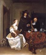 Gerard Ter Borch A Woman Playing a Theorbo to Two Men china oil painting artist